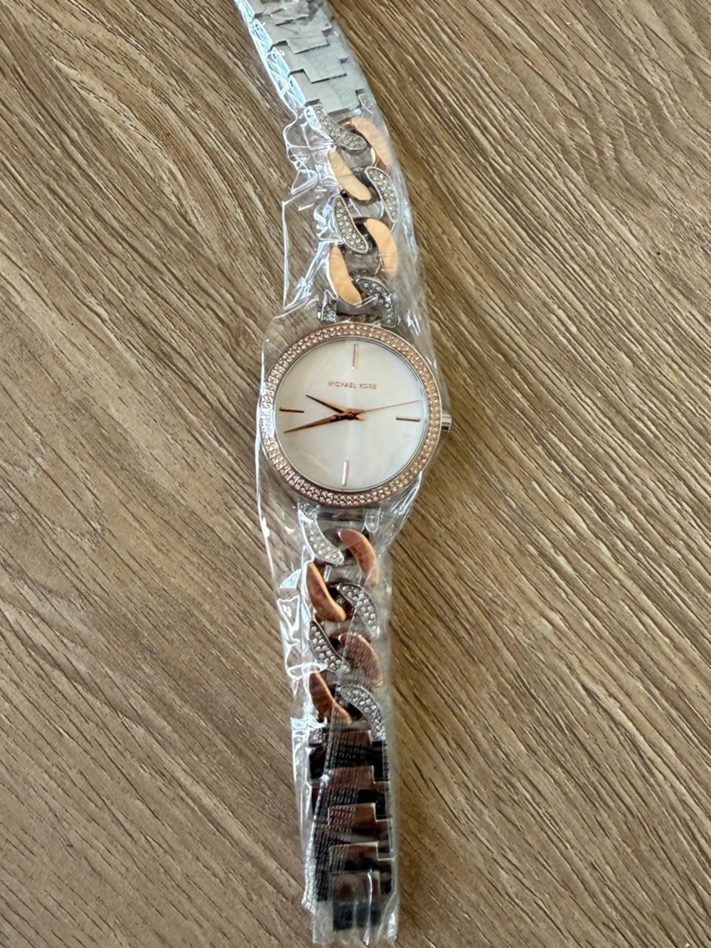 Michael Kors Two-Tone Rose Gold and Silver Crystal Watch